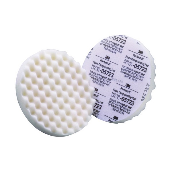 Compounding Pad, 1-Sided, Hook and Loop Attachment, 8 Inch Overall Diameter, 2000 RPM Maximum, Foam Pad, White
