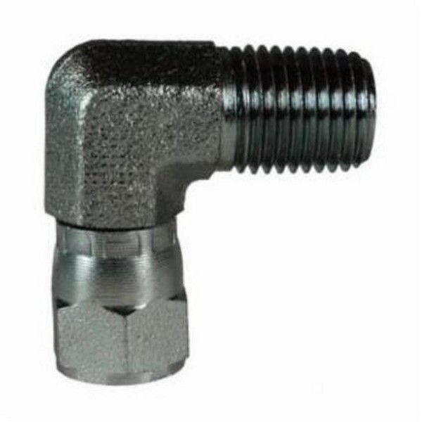 Hydraulic Elbow, Series: 6501, 1-3/16-12 x 3/4-14 Nominal, 37 °Female JIC Swivel x Male NPTF, 90°, 2500 psi, Steel, Zinc Plated, Domestic