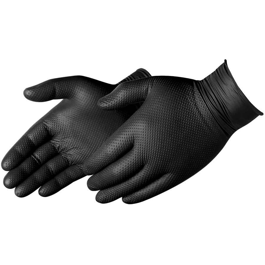 Disposable Glove, Non-Sterile, 2XL Size, Nitrile, Black, Diamond Textured, Ambidextrous Hand, Industrial/Food Service Grade Application, Powder-Free, 6 mil Thickness