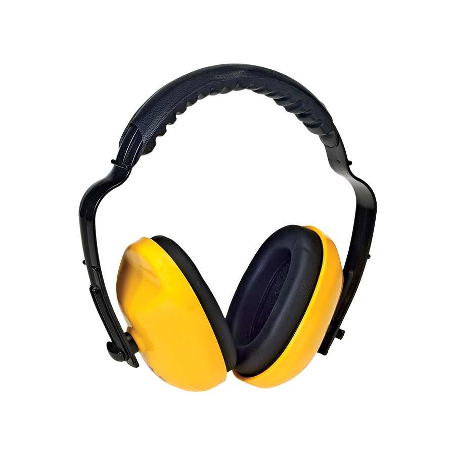 Ear Muff, Adjustable, 25 dB Noise Reduction, Black/Yellow, Headband Band Position, Nylon, Specifications Met: NRR 25