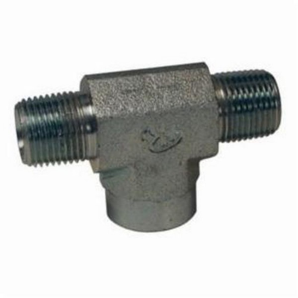 Hydraulic Pipe Tee, Series: 5601, 1/4-18 Nominal, Male NPTF x Female NPTF, 5000 psi, Carbon Steel, Zinc Plated, Domestic
