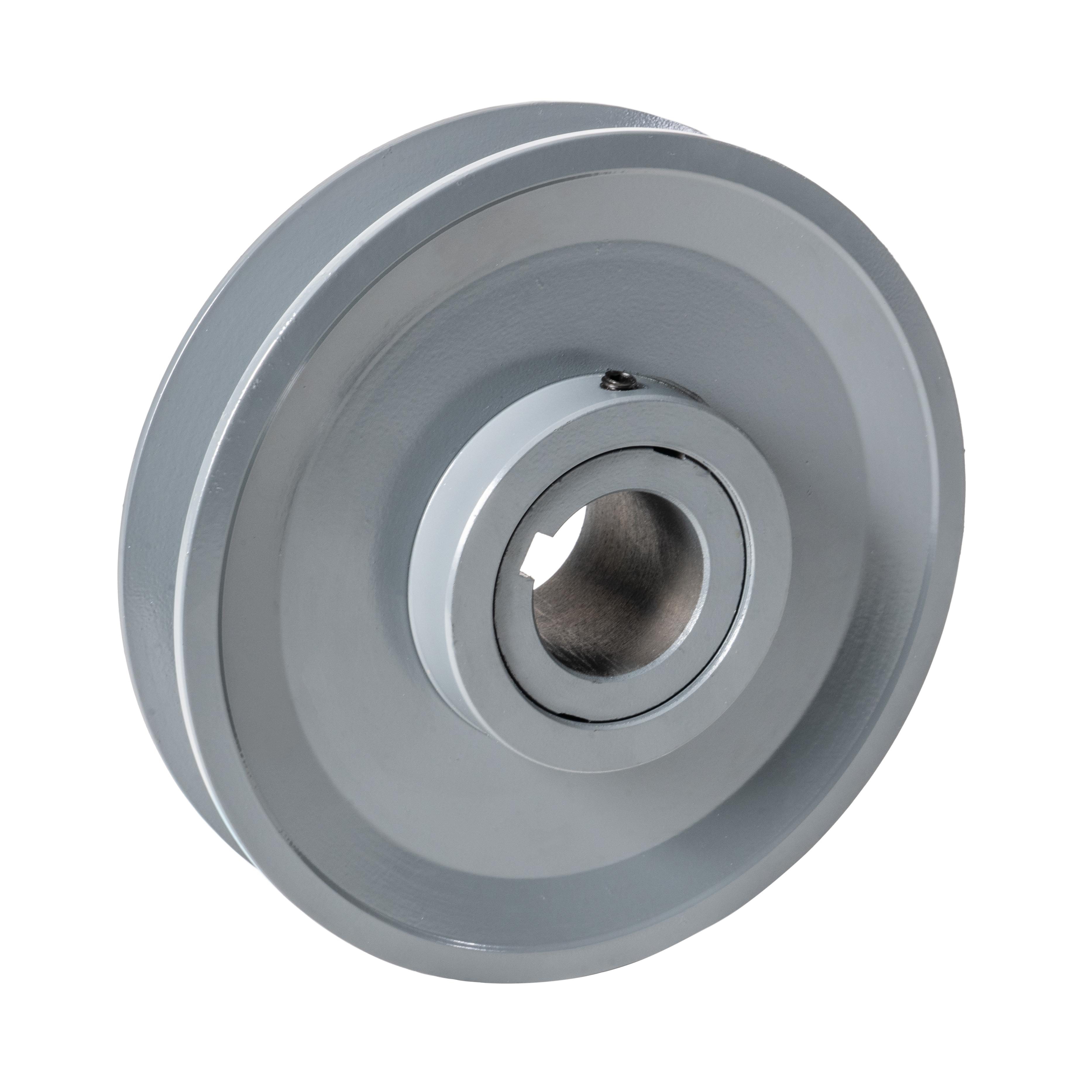 Adjustable Sheave, Variable Pitch, Series: 1VP, Finished Bore, 1.625 in Bore, 7.5 in OD, 5.7 to 6.7 in (A/4L)/5.8 to 7.0 in (B/5L)/6.2 to 7.4 in (5V) Pitch Diameter, 2 Grooves, 0.88 to 1.25 in Face Width, 2.16 in Overall Length, For Use With: 3L, 4L, 5L, A, B and 5V Belts, Cast Iron, Gray