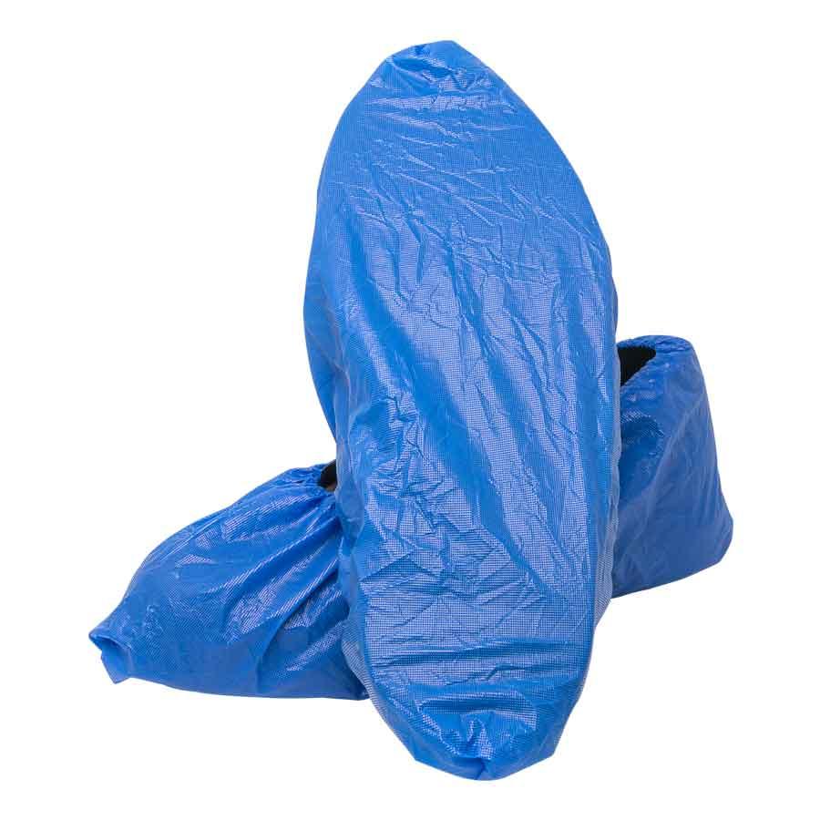 Shoe Cover, Disposable, Fits Shoe Size: L, Blue, Elastic Top Closure, Polyethylene Outsole