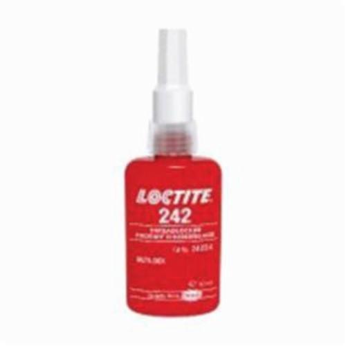 Threadlocker, 1-Part Medium Strength Removable, Series: 242®, Bottle Container, 50 mL Container, Methacrylate Base, Liquid Form, 5 min Drying, 5 min Setting, 24 hr. at 77 deg F (Full), 10 min at 77 deg F (Fix) Curing, Blue, -65 to 300 deg F, 1.1 Spec