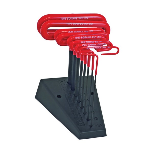 Hex Key Set, Measurement System: Metric, 8 Piece, Hex Drive, 2 to 10 mm Hex, Cushion Grip/Loop T-Handle Handle, Specifications: 6 Inch Length, Protanium® High Torque Steel, ProGuard™