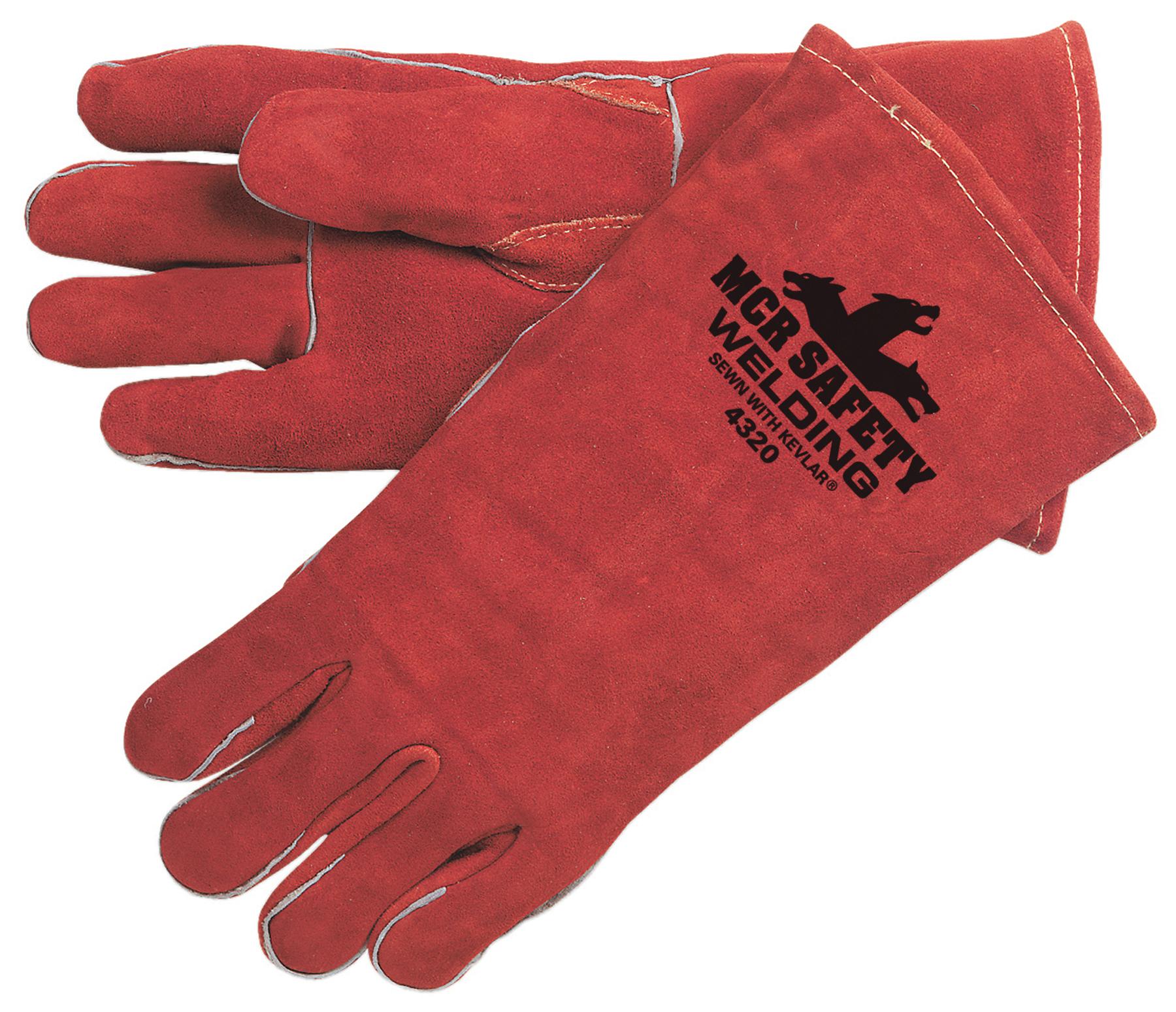 Gloves, Welding, XL Size, Split Leather Palm, Russet, Standard Finger Style, Fleece Lining, 1.1 to 1.6 mm Glove Material