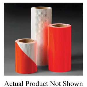 Barricade Sheeting, Pre-Striped, Series: 444L, Legend: Left Stripe, Orange/White, 12 Inch Width, 50 yd Length