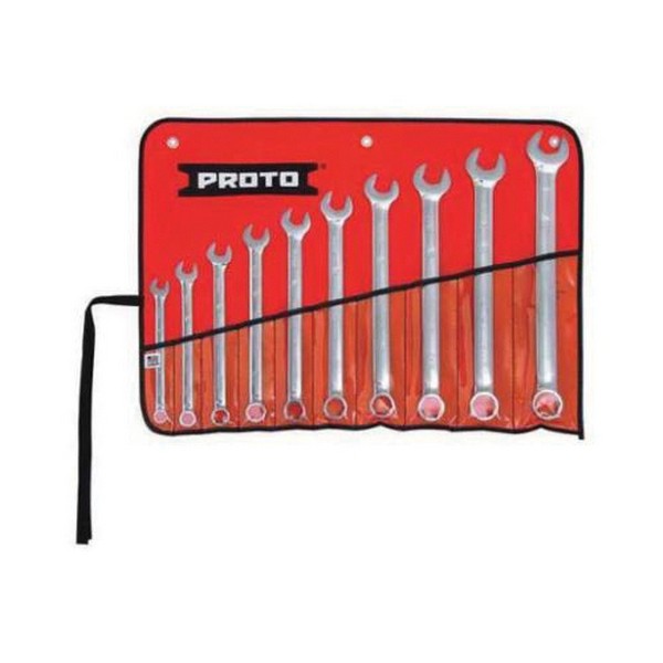 Combination Wrench Set, Anti-Slip Design, Imperial System of Measurement, 7/16 to 1 in, 10 Piece, 6 Point, Box/Open End Drive, Full Polished