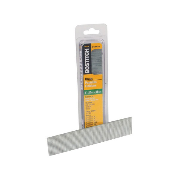 Brad Nail, 0.05 in Dia Size, 1 in Length, Coated, Steel, Chisel Point, Ring Shank, Brad Head, 18 ga Gauge