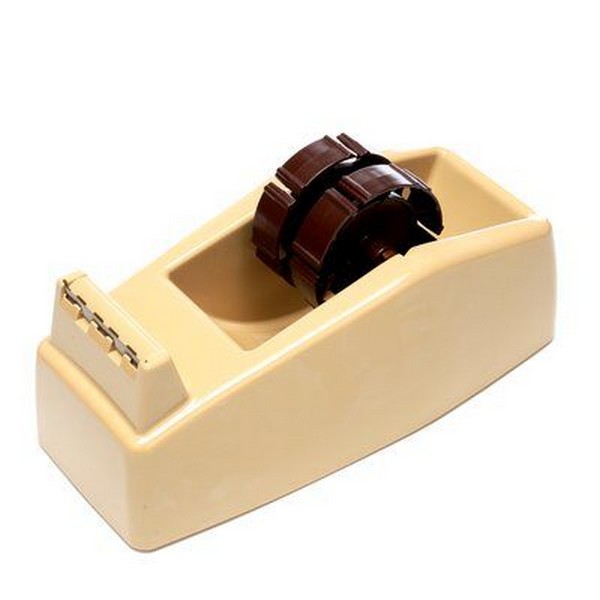 Tape Dispenser, Heavy Duty Pull and Cut, 2 Inch Tape Width, 3 Inch Diameter Core, Plastic, Tan
