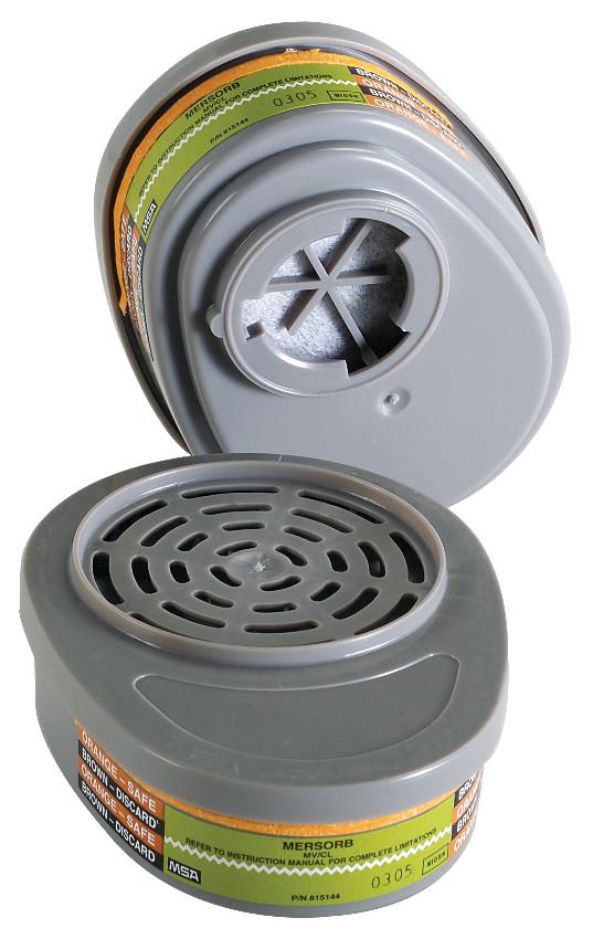 Respirator Cartridge, Series: Advantage®, Mersorb Style, For Use With: Advantage® Series Respirators, Chlorine, Mercury Vapor Gas, Bayonet Connection, Resists: Chlorine and Mercury Vapors