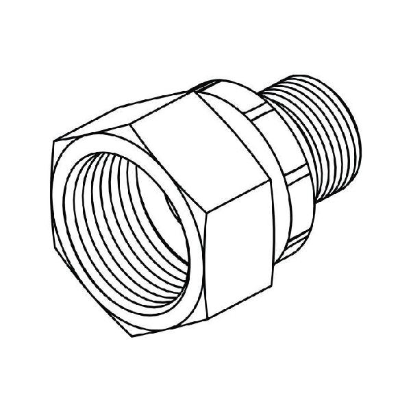 Reducer, Straight, Series: FF2406, 1-14 x 9/16-18 Nominal, Female O-Ring Face Seal Swivel x Male O-Ring Face Seal End Style, Steel, Trivalent Chromate Plated, Silver