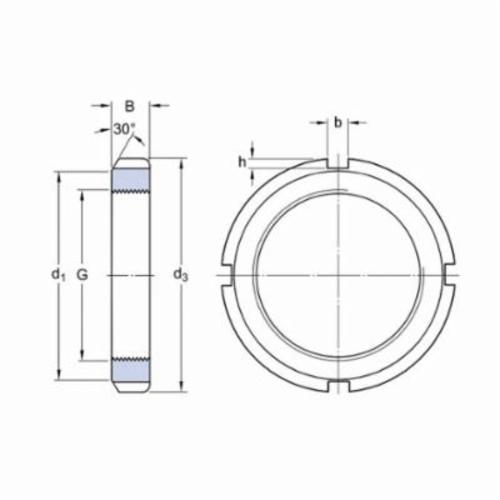 Lock Nut, Series: KM Series, 2.559 Inch Outside Diameter, 2.2047 Inch Diameter Face, M45 x 1.5 Thread, Right Thread, 0.3937 Inch Width, Steel