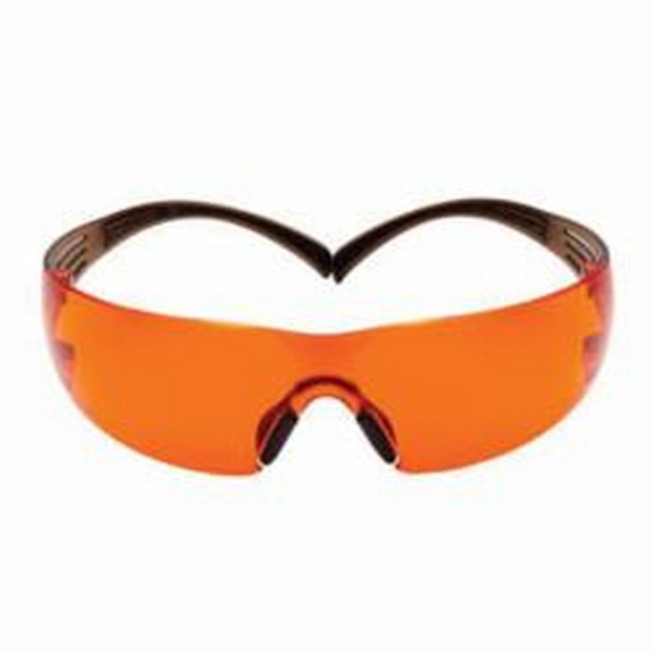 Safety Glasses, Value Range, Series: 400, Universal Size, Scotchgard™ Anti-Fog Lens Coating, Orange Lens, Frameless, Plastic Frame, Polycarbonate Lens, Yes % UV Protection, Pressure Diffusion Temple, Specifications Met: ANSI Z87.1-2015