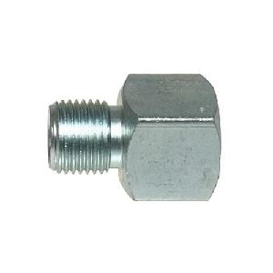 Bulkhead Tubing Connector, Straight, 1/8-27 FNPTF x 1/8-27 MNPSM Thread, 0.88 Inch Overall Length, Zinc Plated, Carbon Steel