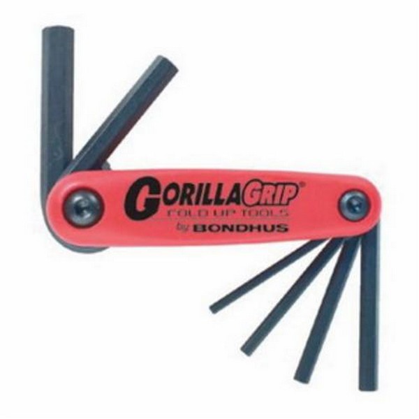 Key Set, Series: GorillaGrip®, Measurement System: Metric, 7 Piece, 2 to 8 mm Hex, Fold-Up Handle, Protanium® High Torque Steel, ProGuard™, Black/Red
