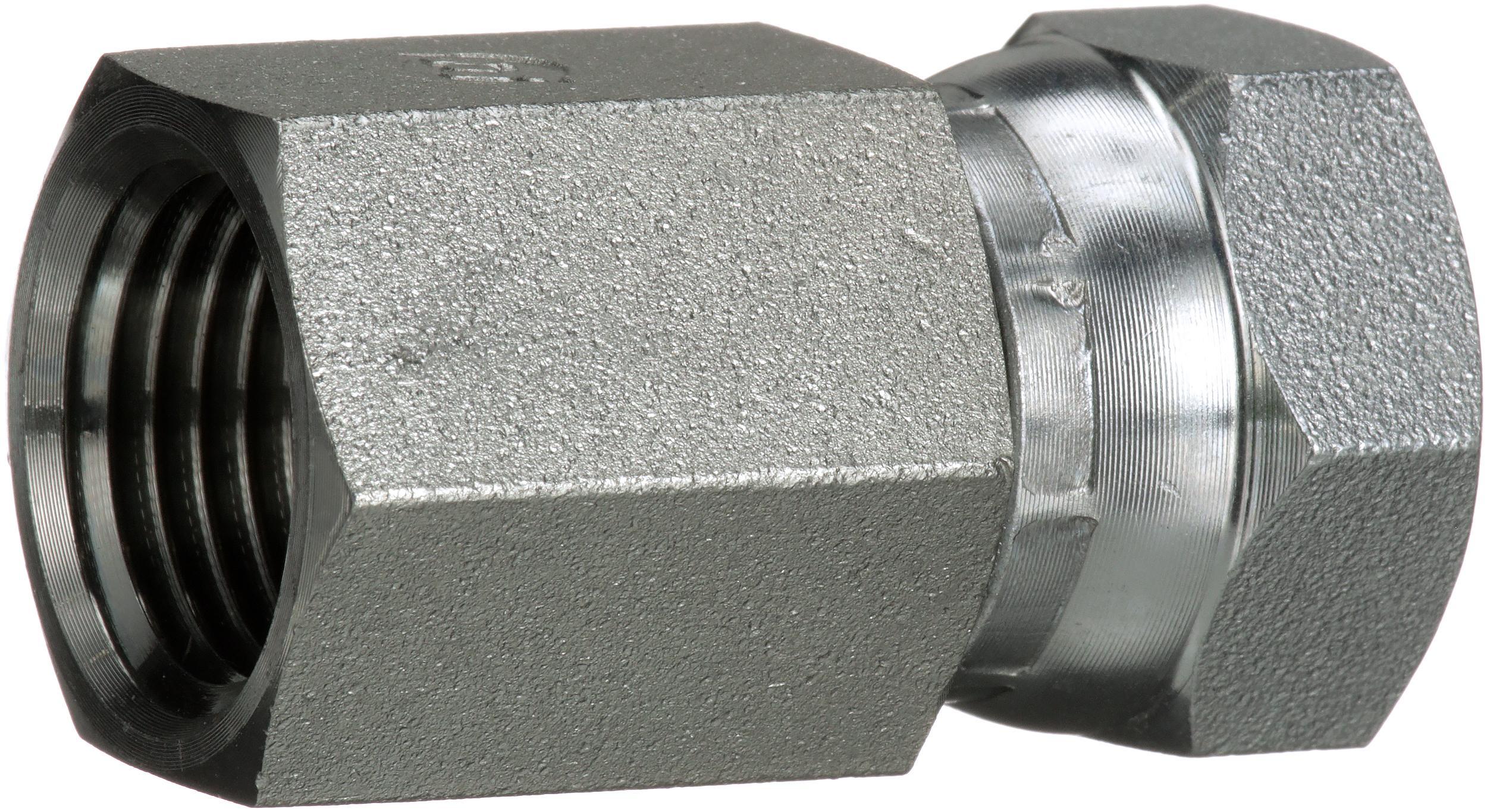 Hydraulic Adapter, High Pressure, Series: G60, 1/2-14 x 1/4-18 Nominal, Female Pipe NPTF x Female Pipe Swivel NPSM End Style, 6000 psi Pressure, Steel, Import