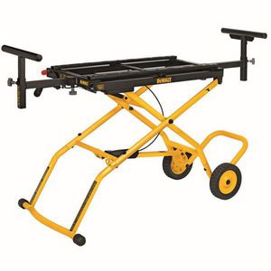 Rolling Miter Saw Stand, For Use With: Miter Saw, Specifications: 32-1/2 in H x 98 in W Extended, 17 in H x 59-1/2 in W Folded, Yellow