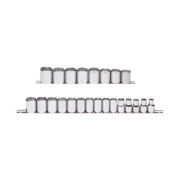 Socket Set, Measurement System: Metric, 23 Piece, 6 Points, Included Socket Size: 8 to 36 mm, 1/2 in Drive, Specifications Met: ASME B107.5M, Full Polished