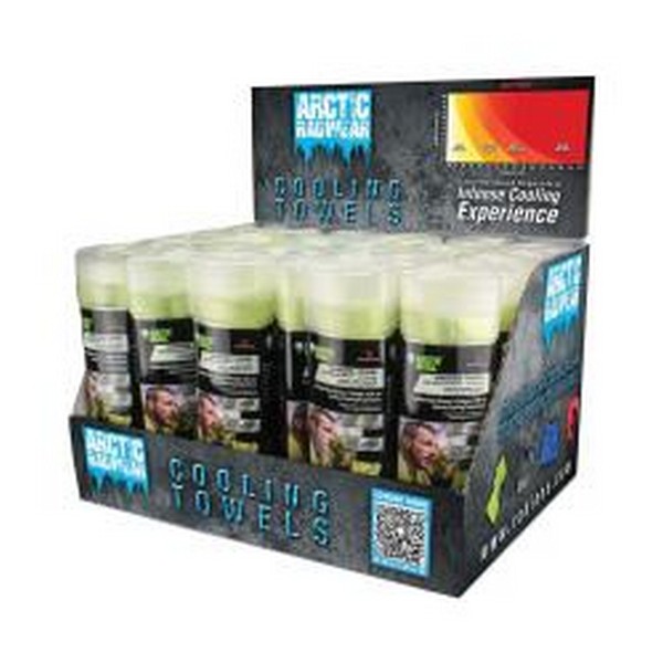 Cooling Towel Counter Display, 26 x 17 in Size, Lime, 2 to 3 min Soaking