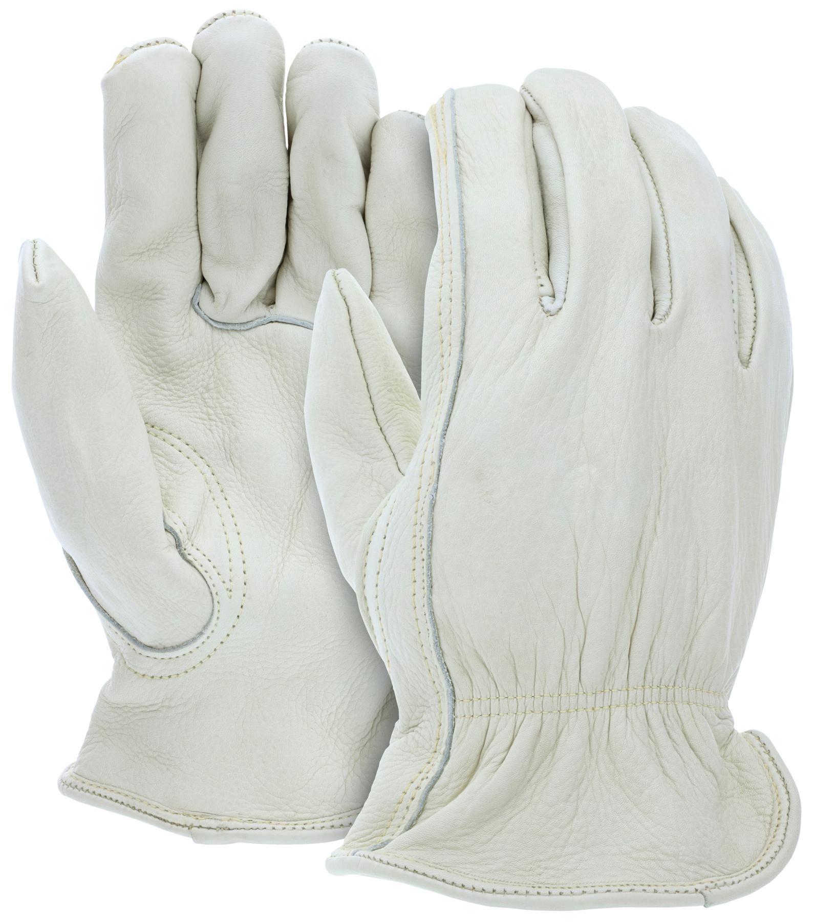 Gloves, Arm Protection, 2XL Size, Grain Leather Palm, Beige, Standard Finger/Keystone Thumb Style, Slip-On Cuff, ANSI Heat Level: 2
