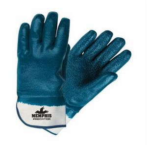 General Purpose Gloves, Premium Grade Single Dipped Supported, Series: Predator® 9761R, Coated Glove, L, Nitrile Palm, Nitrile, Blue/White, Standard Finger/Straight Thumb, Jersey, Safety Cuff, Nitrile, Coating Coverage: Full Coverage, 11 in Length, R