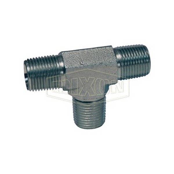 Hydraulic Pipe Tee, 1/4-18 Nominal, Male NPTF, 5000 psi, Steel, Zinc Plated