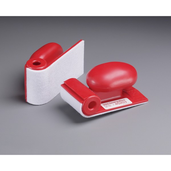 Sanding Block, Firm Density Regular, 2-1/2 Inch Overall Width, Plastic Abrasive, PSA Attachment, Red