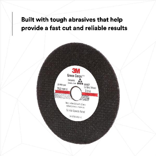 General Purpose Cut-Off Wheel, 3 Inch Wheel Diameter, 0.04 Inch Wheel, 0.375 Inch Center Hole, Aluminum Oxide Abrasive