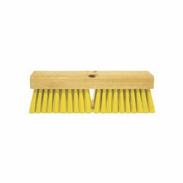 Scrub Brush, Rubberwood Block, 10 in L Block, Recycled PET Trim, Yellow Trim Color, Rubberwood Handle, 10 in Overall Length