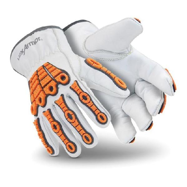 Cut-Resistant Gloves, High Dexterity, Series: 4060, XS/SZ 6 Size, Goatskin Leather Palm, Goatskin Leather, Orange/White, Ambidextrous Hand, Mechanic Style, Aramid Lining, SlipFit® Cuff, ANSI Cut-Resistance Level: A5, ANSI Puncture-Resistance Level: 4