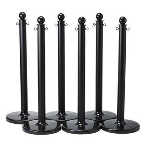 Warning Post, Small Stanchion, 2-1/2 in Post Diameter, 40 in Post Height, Polystyrene Post, Solid Post, Flat/Fillable Non-Conductive Base, 14 Inch Diameter Base, B-900 Polyethylene Base