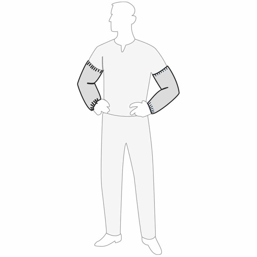 Sleeve, Durable, One Size, 18 in Length, SpunBonded Polypropylene, White, Elastic Cuff