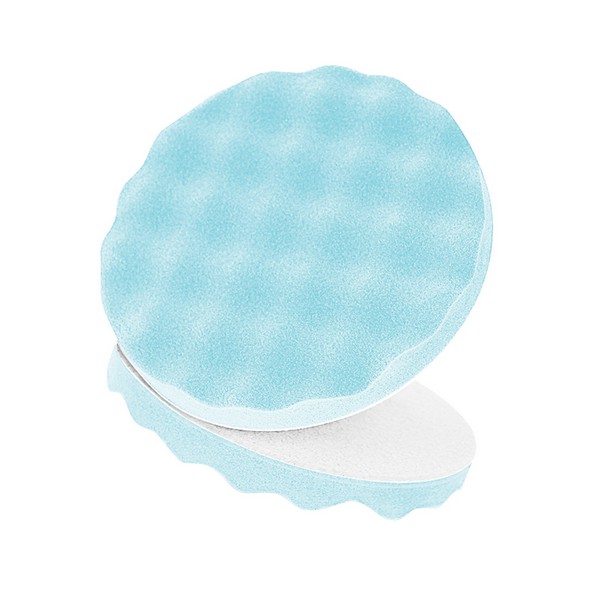 Polishing Pad, 1-Sided Ultra Fine, Hook and Loop Attachment, 8 Inch Overall Diameter, 2000 RPM Maximum, Foam Pad, Blue