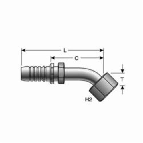 Hydraulic 45° Elbow, 3/4 Inch Hose ID, 36 mm Hex Nut, 4.92 Inch Length, Steel