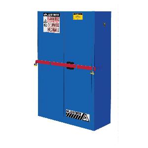 Acid High Security Cabinet, 45 gal Capacity, 65 in Height, 43 in Width, 18 in Depth, Manual Door, 2 Doors, 2 Shelves, Cold Rolled Steel, Epoxy/Polyester Powder Coated, Blue, U-Loc™ Handle