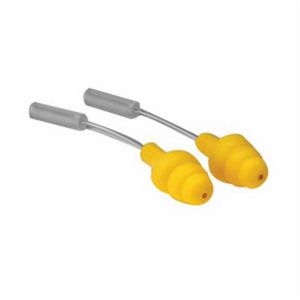 Probed Test Earplugs, Series: UltraFit™, Uncorded Design, Multi-Flange Shape, Universal Size, Yellow Plug, Elastomeric Polymer Plug, Specifications Met: ANSI S3.19-1974