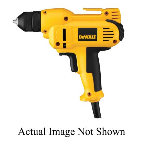 Drill Kit, Heavy Duty, 3/8 in Chuck, Keyless/Ratcheting Chuck, 2500 RPM Speed, 120 VAC, 8 A, Plastic Housing Material, Mid Handle Grip Handle, Yellow, Trigger Switch Control