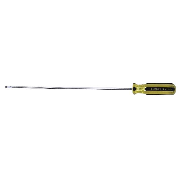 Screwdriver, Extra Light, Measurement System: Imperial, Cabinet/Slotted Point, 8-1/2 in Overall Length, Round Shank, 1/8 in Shank, 6 in Shank Length, Alloy Steel Shank, 1/8 in Blade Width, Fluted Handle, Acetate Handle, High Alloy Steel, Polished Chr