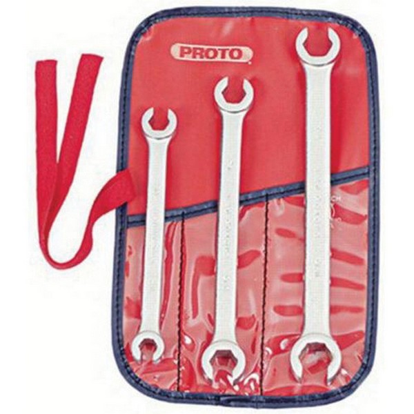 Double End Wrench Set, Flare Nut, Imperial System of Measurement, 3/8 x 7/16 to 5/8 x 11/16 in Size, 3 Piece, Specifications: 6-Point, 60˚ Deep Offset, Flare Nut, Box End Drive, Satin