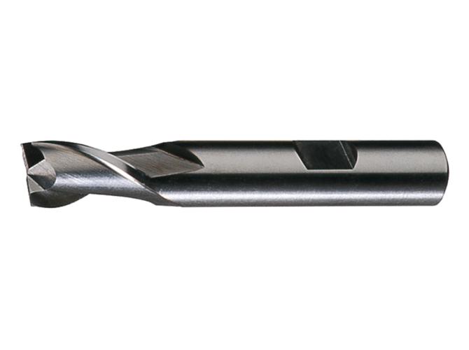 Finishing End Mill, Series: HG-2K, 0.468 in Diameter Cutter, 3.25 in Overall Length, 1 in Length of Cut, 2 Flutes, Spiral Flute, 0.5 in Shank Diameter, Right Cutting Direction, Weldon Flat Shank, HSS, Uncoated