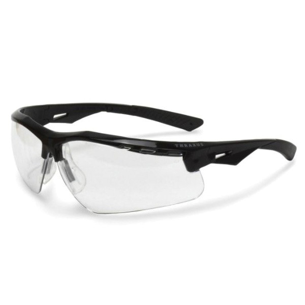 Safety Eyewear, Series: TXC1, Regular Size, Anti-Fog/Hard Coated Lens Coating, Clear Lens, Black Frame, 99.9 % UV Protection, Paddle Shaped Temple, Specifications Met: ANSI Z87.1