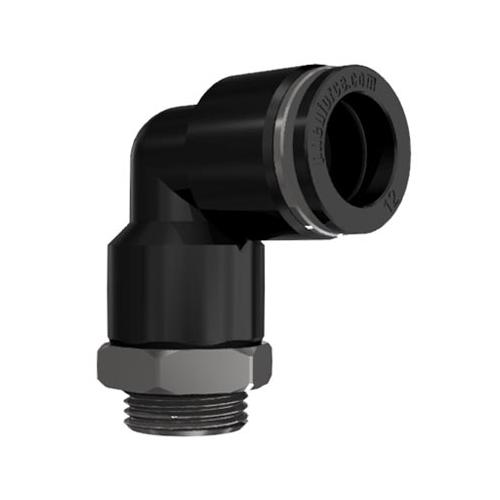 Male Swivel Elbow, Fitting, 12 mm x 3/8 Nominal, Universal End Style, 90° Angle, 21 mm Hex, 14.7 to 150 psi Pressure, Plastic