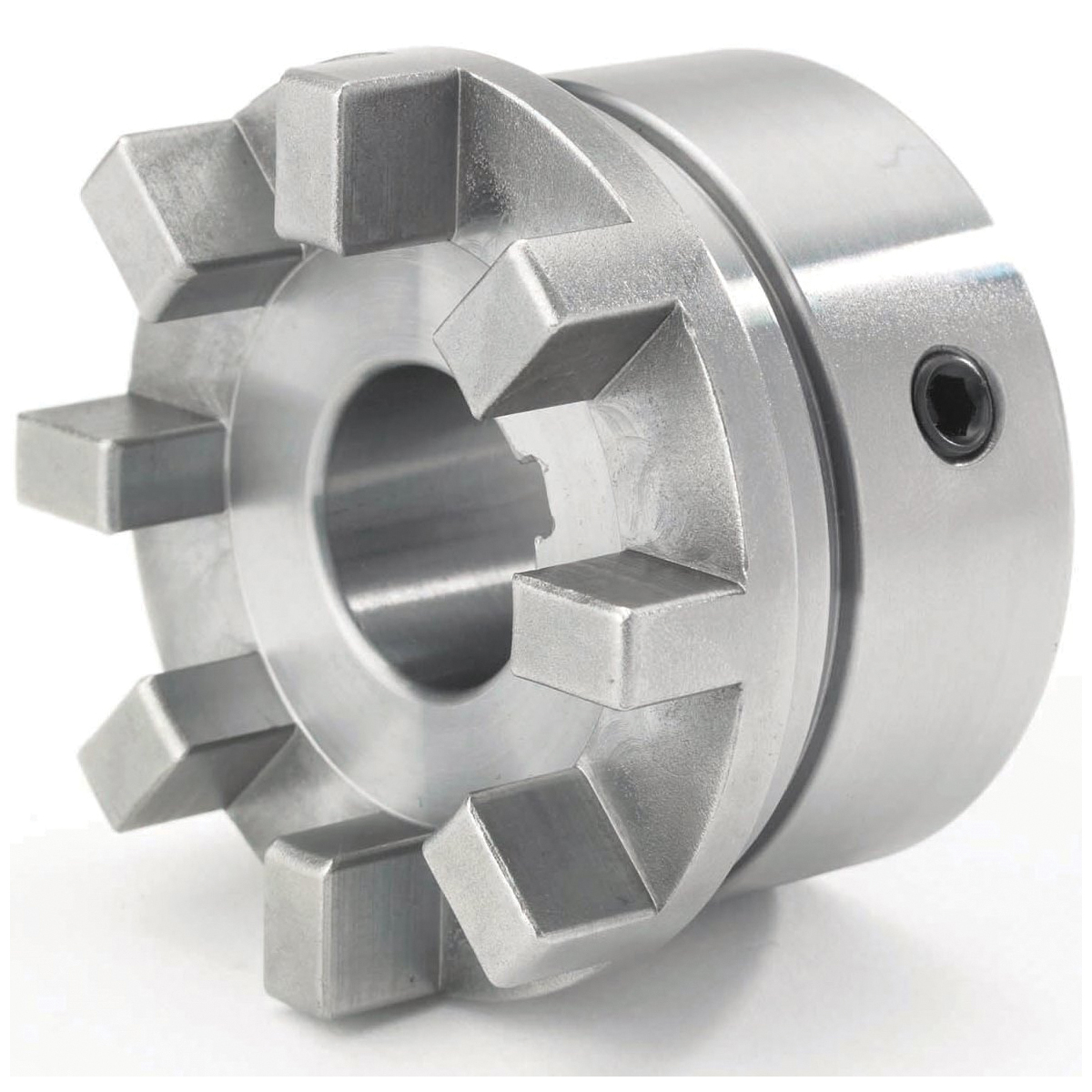 Coupling Hub, Finished Bore Standard, 100 Coupling, 65 mm Bore, 108 mm Diameter Hub, 18 mm W x 4.4 mm D Keyway, 4800 RPM Maximum, 62.5 mm Length Through Bore, 1018 Steel, Metallic