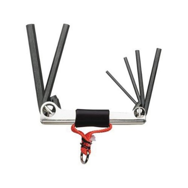 Key Set, Short Tether-Ready, Measurement System: Imperial, 9 Piece, 5/64 to 1/4 in Hex, Foldable Handle, 1-7/16 to 2-3/4 in L, 4-1/2 in L Handle, Alloy Steel, Polished Chrome