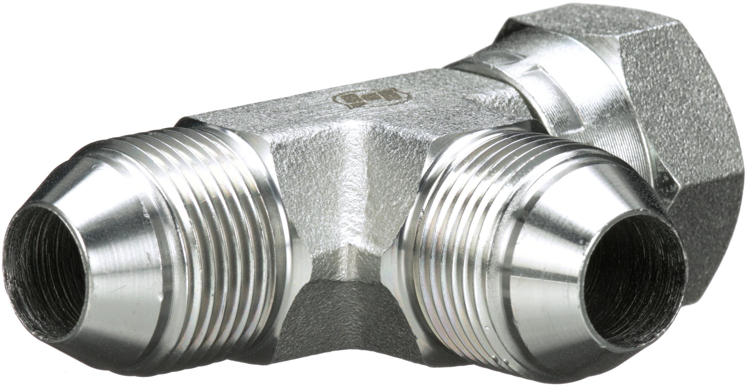 Hydraulic Tee, Series: G65, M22 x 1.5 Nominal, Female Komatsu x Female Komatsu x Male Komatsu End Style, 6000 psi Pressure, Steel, Import