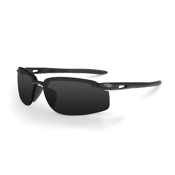 Safety Eyewear, Premium, Series: ES5W, Hard Coat/Impact-Resistant Lens Coating, Smoke Lens, Half Framed Frame, Crystal Black Frame, Nylon Frame, Polycarbonate Lens, 99.9 % UV Protection, Adjustable Wired/Flexible Temple, Specifications Met: ANSI Z87.