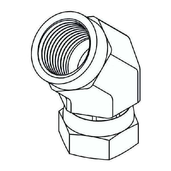 Elbow, Series: 1504, 1/8-27 x 1/4-18 Nominal, FNPT x Female Pipe Swivel End Style, 45 deg Angle, Steel, Trivalent Chromate Plated, Silver