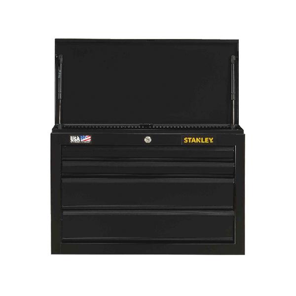 Tool Chest, Series: 100, 26 in Width, 12 in Depth, 17-1/2 in Height, 4 Drawers, 50 lb Capacity, Steel, Black