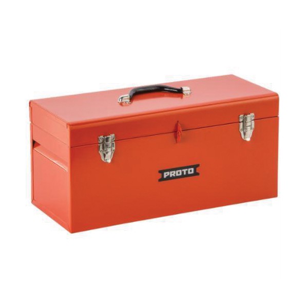 Tool Box, General Purpose Portable, 8-1/2 in D, 9-1/2 in Height, 1615 cu-in Capacity, Side Handle, Steel, Powder Coated, Red